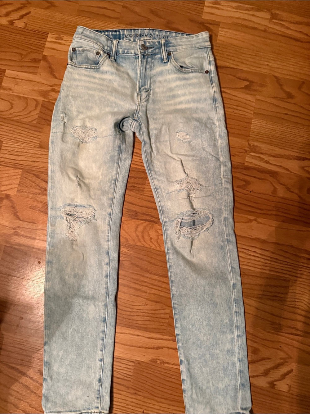 American Eagle Outfitters Light Wash Slim Distressed Jeans